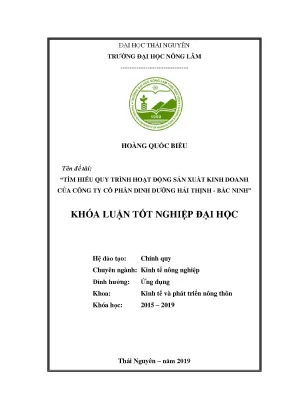 Luận văn thạc sĩ hay tìm hiểu quy trình hoạt động sản xuất kinh doanh của công ty cổ phần dinh dưỡng hải thịnh bắc ninh