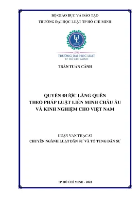 Quyền được lãng quên theo pháp luật liên minh châu âu và kinh nghiệm cho việt nam