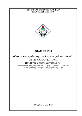 Giáo trình phay bào mặt phẳng bậc rãnh cắt đứt nghề cắt gọt kim loại cđtc