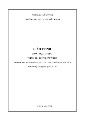 Giáo trình tin học trình độ trung cấp nghề trường trung cấp nghề củ chi
