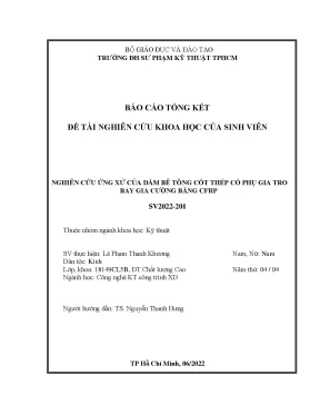 Đề tài nckh nghiên cứu ứng xử của dầm bê tông cốt thép có phụ gia tro bay gia cường bằng cfrp