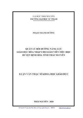 Luận văn thạc sĩ hay quản lý bồi dưỡng năng lực giáo dục hòa nhập cho giáo viên tiểu học huyện định hóa tỉnh thái nguyên