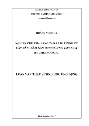 Luận văn thạc sĩ hay nghiên cứu khả năng tạo rễ bất định từ cây đảng sâm nam codonopsis javanica blume hook f