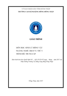 Giáo trình sinh lý động vật nghề dịch vụ thú y trung cấp