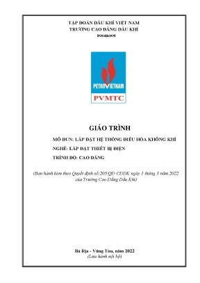 Giáo trình lắp đặt hệ thống điều hòa không khí nghề lắp đặt thiết bị điện cao đẳng trường cao đẳng dầu khí