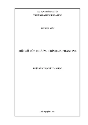 Luận văn thạc sĩ hay một số lớp phương trình diophantine