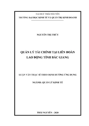 Luận văn thạc sĩ hay quản lý tài chính tại liên đoàn lao động tỉnh bắc giang