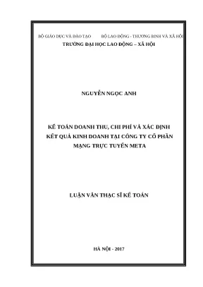 Luận văn thạc sỹ kế toán doanh thu chi phí và xác định kết quả kinh doanh tại công ty cổ phần mạng trực tuyến meta