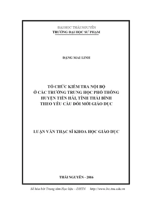 Luận văn thạc sĩ hay tổ chức kiểm tra nội bộ ở các trường trung học phổ thông huyện tiền hải tỉnh thái bình theo yêu cầu đổi mới giáo dục