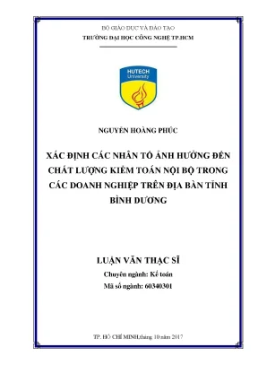 Luận văn thạc sĩ kế toán xác định các nhân tố ảnh hưởng đến chất lượng kiểm toán nội bộ trong các doanh nghiệp trên địa bàn tỉnh bình dương