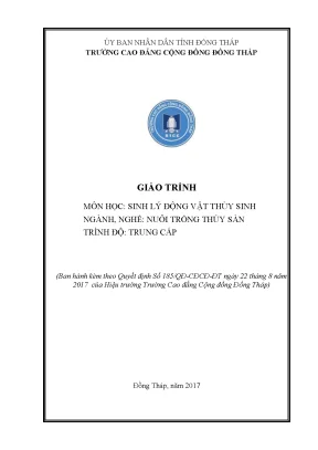 Giáo trình sinh lý động vật thủy sinh nghề nuôi trồng thuỷ sản trung cấp