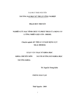 Luận văn thạc sĩ hay nghiên cứu đặc tính cháy và phát thải của động cơ lưỡng nhiên liệu cồn diesel