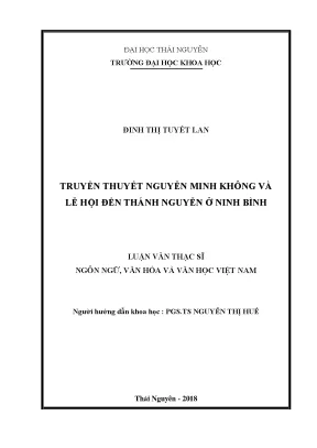 Luận văn thạc sĩ hay truyền thuyết nguyễn minh không và lễ hội đền thánh nguyễn ở ninh bình