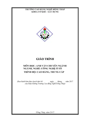 Giáo trình anh văn chuyên ngành nghề công nghệ ô tô cđtc