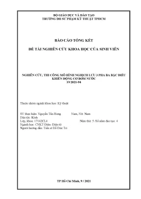 Đề tài nckh nghiên cứu thi công mô hình nghịch lưu 3 pha ba bậc điều khiển động cơ bơm nước
