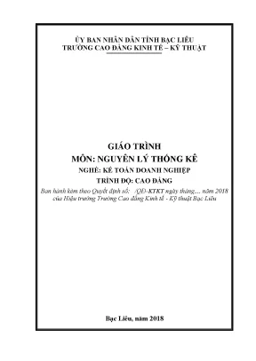Giáo trình môn nguyên lý thống kê nghề kế toán doanh nghiệp trình độ cao đẳng trường cđ kinh tế kỹ thuật bạc liêu