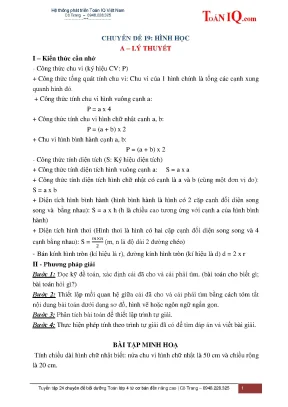 Toán 4 chuyên đề 19 hình học