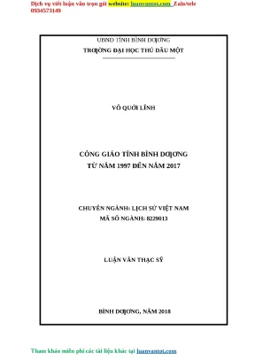 Công giáo tỉnh bình dương từ 1997 2007 luận văn lịch sử việt nam