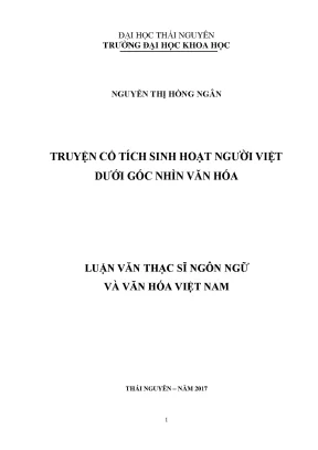 Luận văn thạc sĩ hay truyện cổ tích sinh hoạt người việt dưới góc nhìn văn hóa