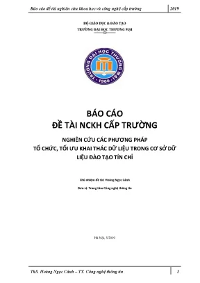 Nghiên cứu các phương pháp tổ chức tối ưu khai thác dữ liệu trong cơ sở dữ liệu đào tạo tín chỉ