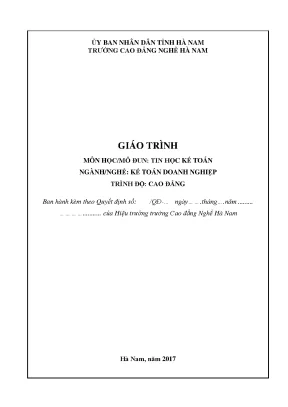 Giáo trình môn họcmô đun tin học kế toán ngànhnghề kế toán doanh nghiệp