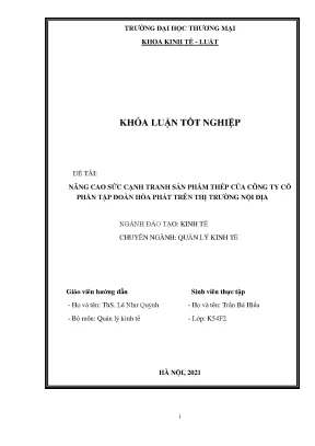 Khóa luận nâng cao sức cạnh tranh sản phẩm thép của công ty cổ phần tập đoàn hòa phát trên thị trường nội địa
