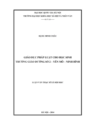 Luận văn thạc sĩ giáo dục pháp luật cho học sinh trường giáo dưỡng số 2 yên mô ninh bình hiện nay