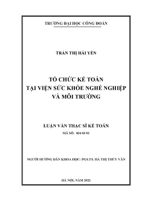 Luận văn thạc sĩ kế toán tổ chức kế toán tại viện sức khỏe nghề nghiệp và môi trường