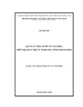 Luận văn thạc sĩ quản lý nhà nước về văn hóa trên địa bàn thị xã nghi sơn tỉnh thanh hóa