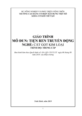 Giáo trình tiện ren truyền động nghề cắt gọt kim loại trung cấp