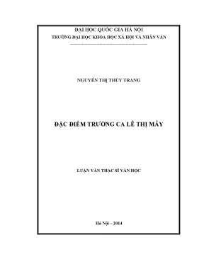 Luận văn thạc sĩ văn học đặc điểm trường ca lê thị mây