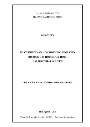 Luận văn thạc sĩ hay phát triển văn hóa đọc cho sinh viên trường đại học khoa học đại học thái nguyên
