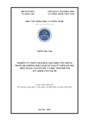 Luận văn thạc sĩ nghiên cứu phân tích hóa chất diệt côn trùng trong bụi không khí tại quận nam từ liêm hà nội hiện trạng nguồn gốc và độc tính đối với sức khỏe con người