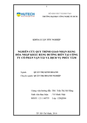 Luận văn thạc sĩ hay nghiên cứu quy trình giao nhận hàng hóa nhập khẩu bằng đường biển tại công ty cổ phần vận tải và dịch vụ phúc tâm