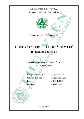 Khóa luận tốt nghiệp thiết kế ly hợp cho xe khách 25 chỗ hyundai county ngành công nghệ kỹ thuật ô tô