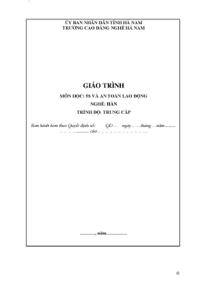 Giáo trình môn học 5s và an toàn lao động nghề hàn trình độ trung cấp