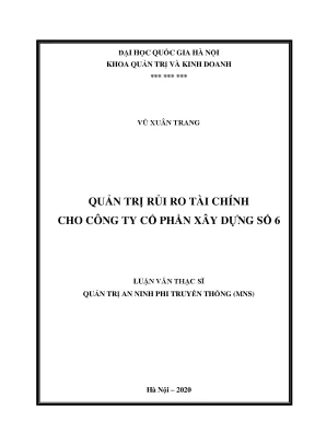 Luận văn thạc sĩ hay quản trị rủi ro tài chính cho công ty cổ phần xây dựng số 6