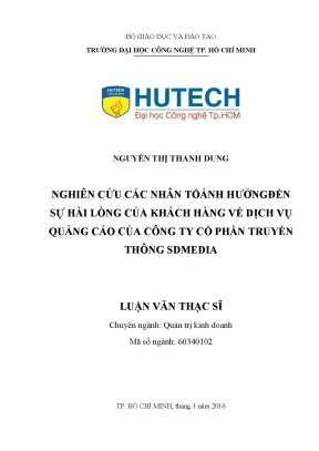 Luận văn thạc sĩ hay nghiên cứu các nhân tố ảnh hưởng đến sự hài lòng của khách hàng về dịch vụ quảng cáo của công ty cổ phần truyền thông sdmedia