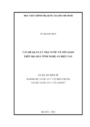 Vấn đề quản lý nhà nước về tôn giáo trên địa bàn tỉnh nghệ an hiện nay