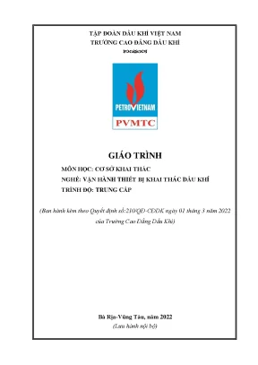 Giáo trình cơ sở khai thác nghề vận hành thiết bị khai thác dầu khí trung cấp trường cao đẳng dầu khí