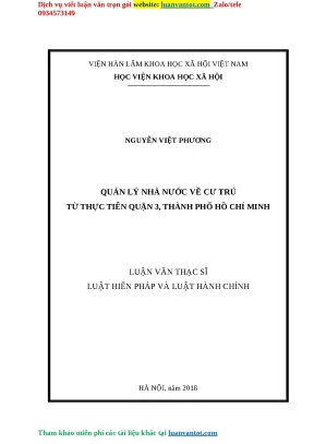 Quản lý nhà nước về cư trú từ thực tiễn quận 3 thành phố hồ chí minh luận văn thạc sĩ luật hiến pháp và luật hành chính hà nội