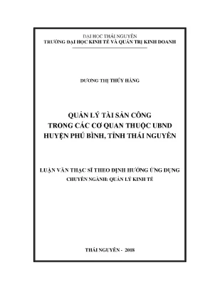 Luận văn thạc sĩ hay quản lý tài sản công tại các cơ quan thuộc ubnd huyện phú bình tỉnh thái nguyên