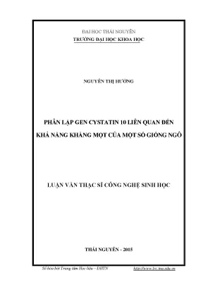 Luận văn thạc sĩ hay phân lập gen cystatin 10 liên quan đến khả năng kháng mọt của một số giống ngô