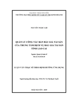 Luận văn thạc sĩ hay quản lý công tác bán đấu giá tài sản của trung tâm dịch vụ đấu giá tài sản tỉnh lào cai