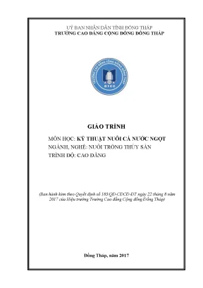 Giáo trình kỹ thuật nuôi cá nước ngọt nghề nuôi trồng thuỷ sản trung cấp