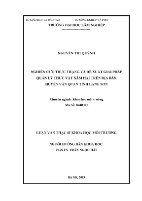 Luận văn thạc sĩ hay nghiên cứu thực trạng và đề xuất giải pháp quản lý thực vật xâm hại trên địa bàn huyện văn quan tỉnh lạng sơn