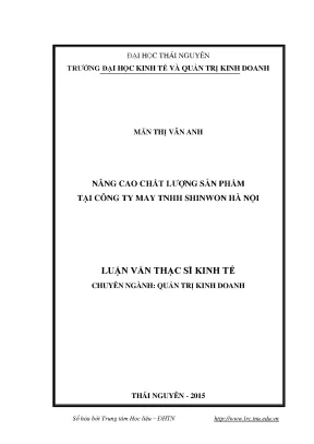 Luận văn thạc sĩ hay nâng cao chất lượng sản phẩm tại công ty may shinwon hà nội