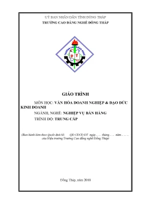 Giáo trình văn hóa doanh nghiệp và đạo đức kinh doanh ngành nghiệp vụ bán hàng trung cấp