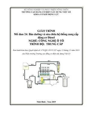 Giáo trình bảo dưỡng và sửa chữa hệ thống cung cấp động cơ diesel nghề công nghệ ô tô trung cấp