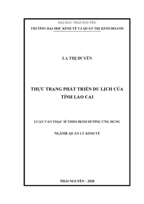 Luận văn thạc sĩ hay thực trạng phát triển du lịch của tỉnh lào cai